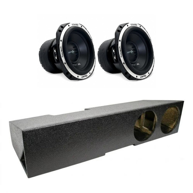 Dual 8-inch subwoofer box with two Orion XTRPRO8 speakers, side cutouts