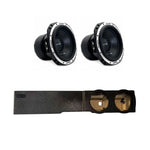 Dual 8-inch subwoofer speakers with black mounting panel and silver rings, Orion XTRPRO8