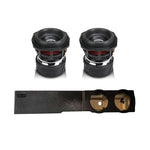 Two 8-inch subwoofers and dual-port enclosure with two round driver openings