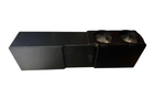 Dual 8-inch subwoofer enclosure section with two round openings, textured black