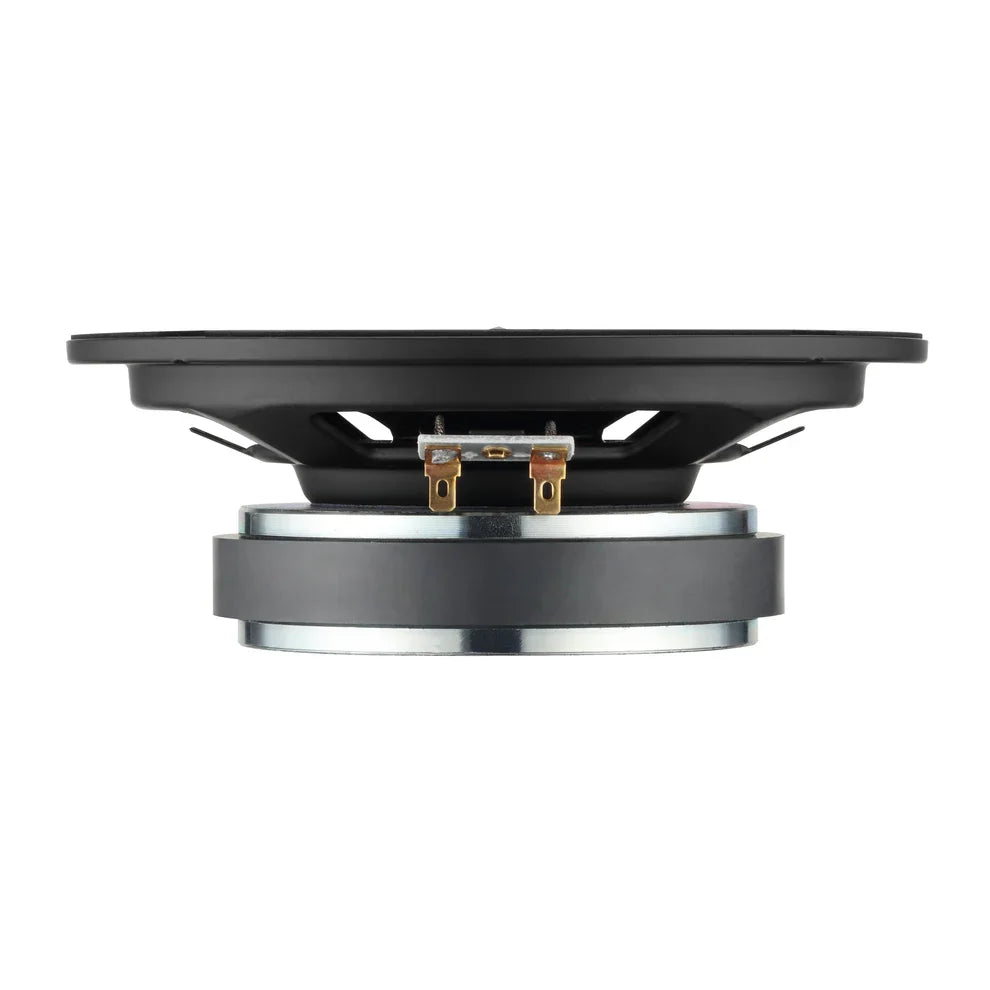 6.5-inch slim midrange speaker side view with black housing and mounting flange